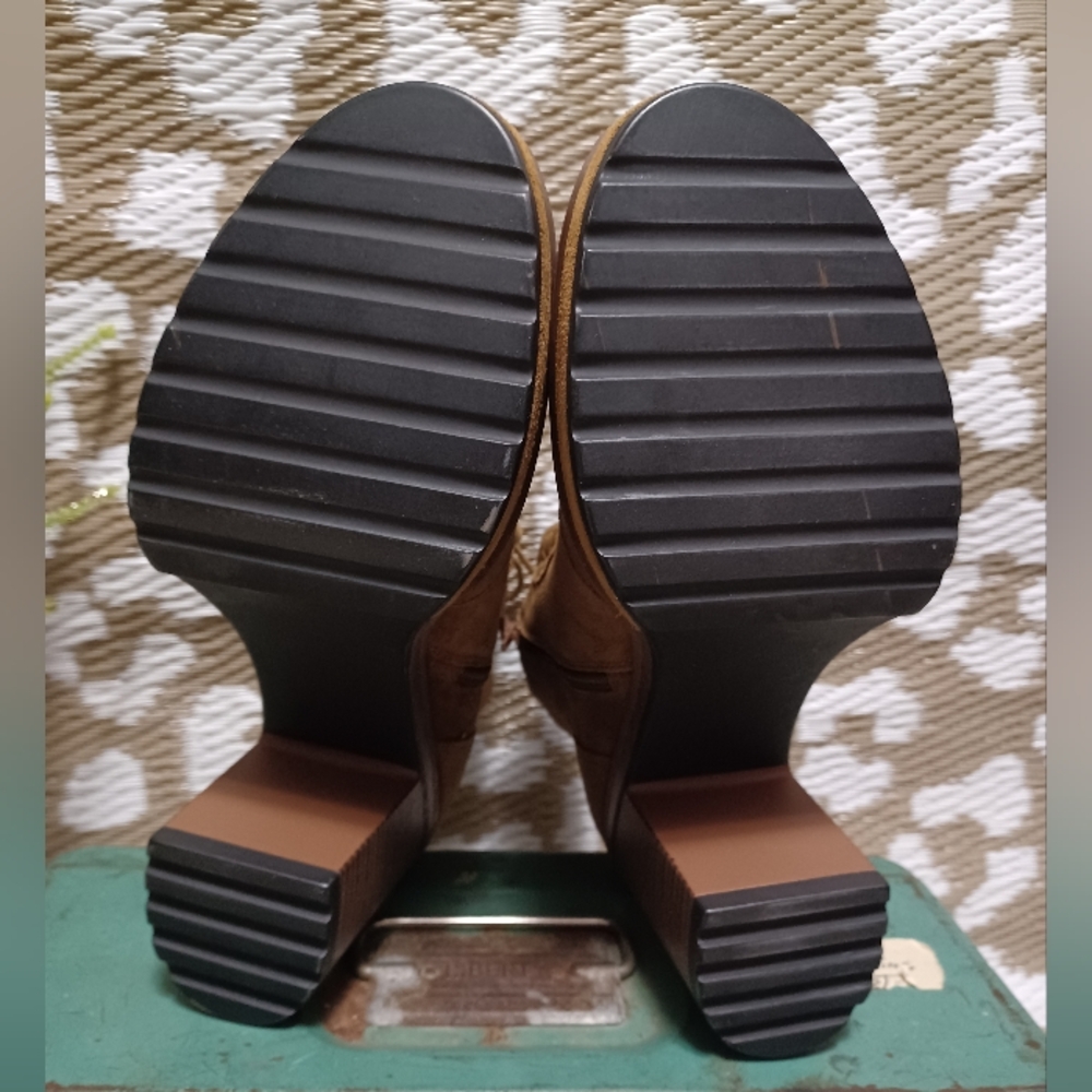 Suede Lace-Up Platform Ankle Boots in Brown - Picture 8 of 14